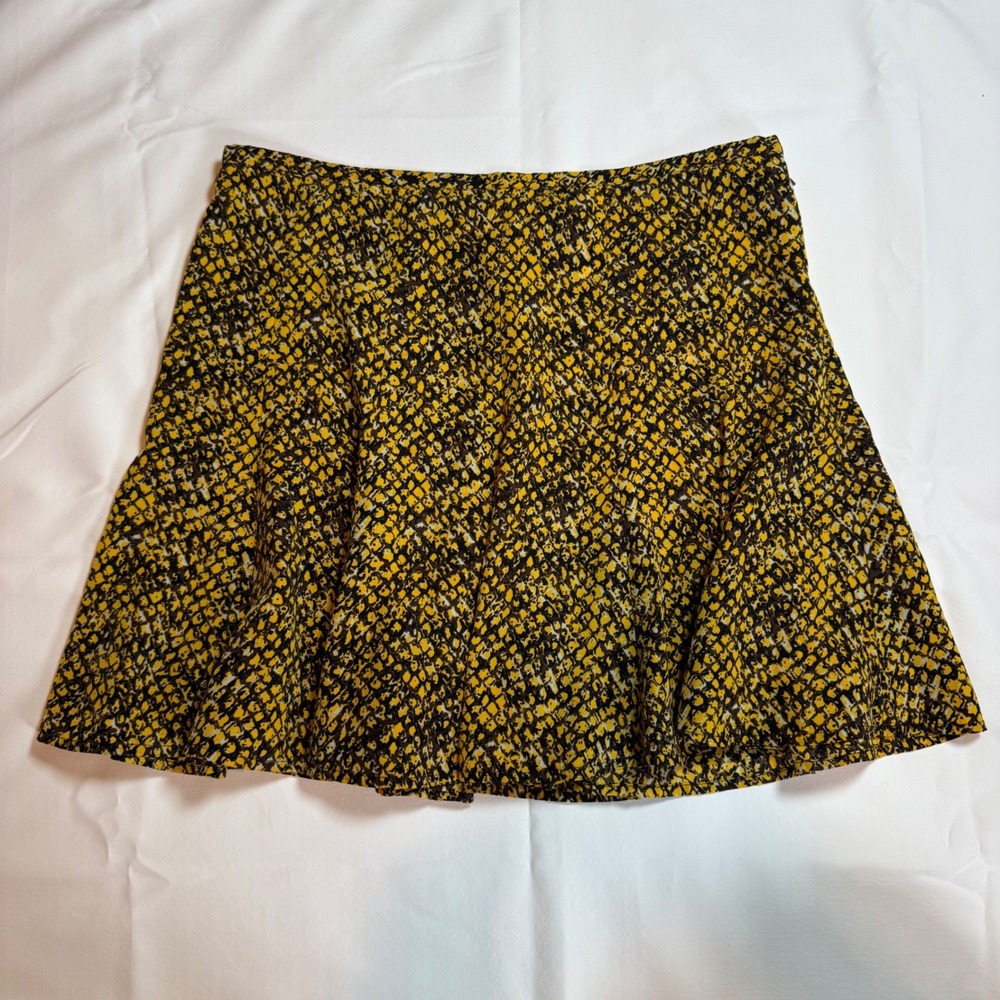 Michael Kors Yellow Snakeskin Print Mini Skirt Size 10 Animal Print A-Line